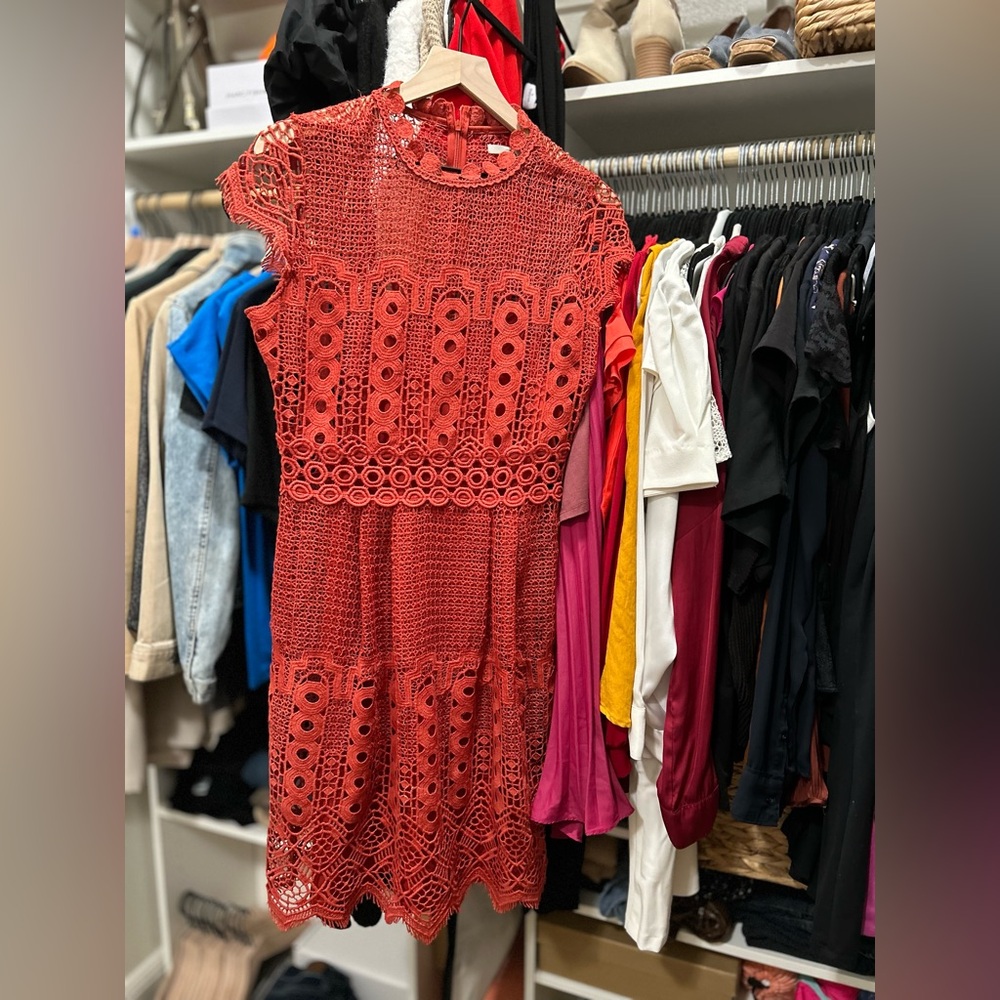 Eyelet Rust Orange Dress by Ultra Pink Brand
